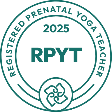 Registered Yoga Alliance E-500, Prenatal Yoga Teacher & YACEP Registered Prenatal Yoga Teacher logo for 2025, featuring the acronym RPYT.